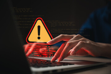 System hacked alert after cyber attack on computer network. compromised information concept. internet virus cyber security and cybercrime. hackers to steal the information is a cybercriminal