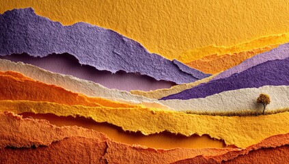 Paper landscape, layered mountains