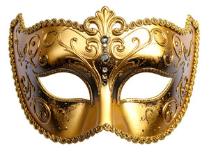Transparent PNG Elegant Venetian Carnival Mask with Gold Details,