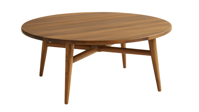 Elegant round wood coffee table, mid-century modern furniture design