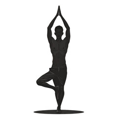 Fototapeta premium Classic Male Yoga Pose Silhouette, Transparent PNG