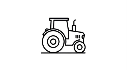 Tractor Line Icon Farming Vehicle Symbol