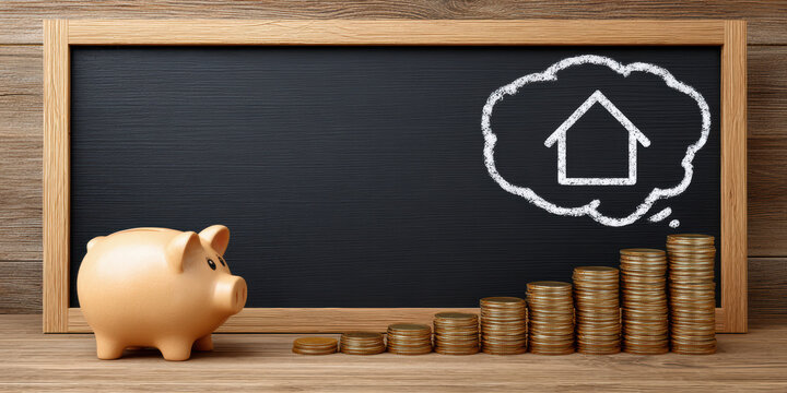 Saving for retirement baby piggy bank investment plan for home finance and pension growth - Powered by Adobe