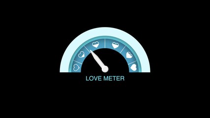 Love meter heart indicator animation on black background.  Risk love heart speedometer icon or sign with arrow. Love gauge scale. hearts with love meter
 - Powered by Adobe