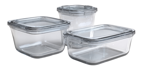 Three clear glass food storage containers with lids (1)