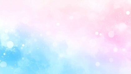 Obraz premium Dreamy Pink and Blue Bokeh Background with Watercolor Texture 水彩 ロマンチックなピンクと青のボケ背景