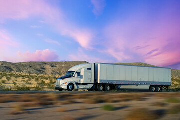  Truck on Highway, Trucking, transpiration concept, USA	