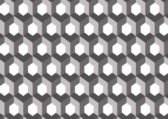 Geometric Hexagonal Pattern in Shades of Gray and White