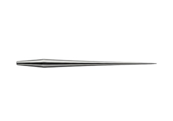 dark brushed steel toothpick with needle-sharp point, isolated horizontally on transparent studio background with copy space, clean lighting. Precision engineering and minimalist design