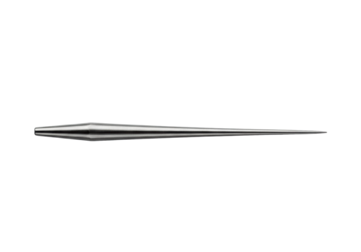 dark brushed steel toothpick with needle-sharp point, isolated horizontally on transparent studio background with copy space, clean lighting. Precision engineering and minimalist design