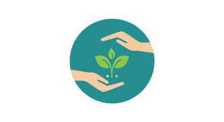Gentle hands protect and nurture a small green plant growing from a seed symbolizing growth and environmental care