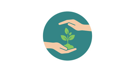 Hands gently cradling a small green plant seedling symbolizing growth protection and environmental care