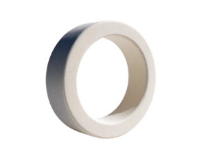 A plain, off-white, circular ring.  It has a uniform thickness and a slightly textured surface