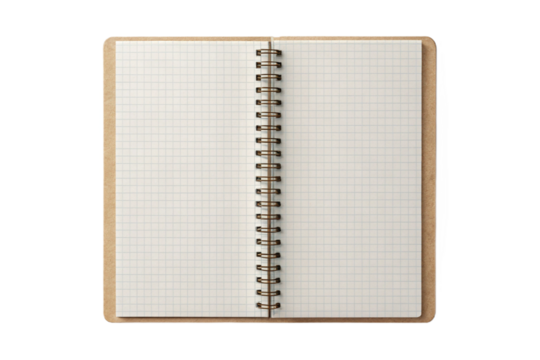 Open spiral notebook mockup blank pages for notes and creative ideas isolated for design projects transparent background