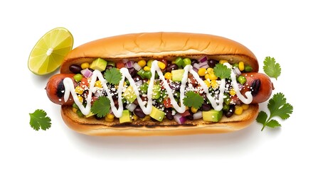 Tasty Hot Dog with Toppings.