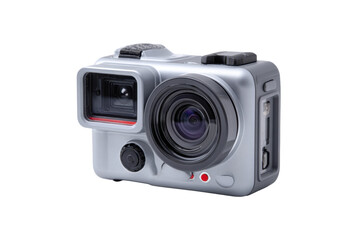 Silver Action Camera Camcorder on Transparent Background