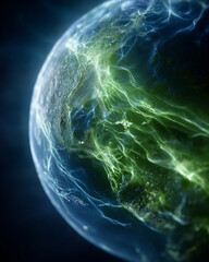Energy of the Earth: An image captures the Earth, enveloped in dynamic energy, with intricate details and vivid colors that create a captivating depiction of the planet's power and life force.