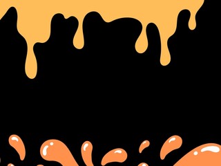 Brown paint drops dripping and flowing on a sweet chocolate liquid illustration vector background