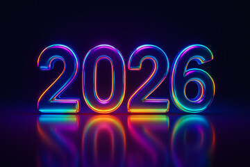 2026 | New Year 2026 | 3d 2026 | New Year greetings 2026 | Year 2026 neon colorful 3d | Happy New Year 2026