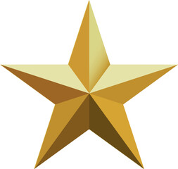 Gold star. Golden Christmas star isolated on white background. Nice illustration of a 3d look Gold star on white background. Star vector collection.