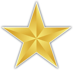 Gold star. Golden Christmas star isolated on white background. Nice illustration of a 3d look Gold star on white background. Star vector collection.
