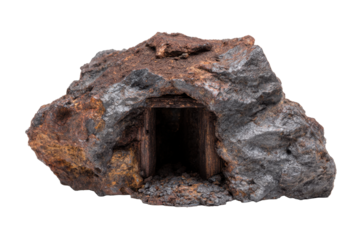 Rustic Mine Entrance Rock with Timber Supports
