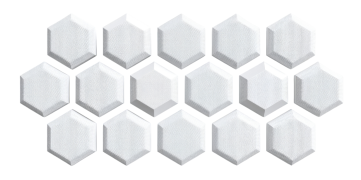 Geometric honeycomb pattern of light gray hexagonal tiles - Powered by Adobe