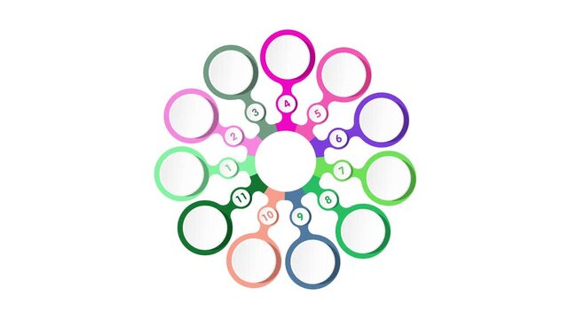 Looping Animated Infographic Diagram with 11 Numbered Circles