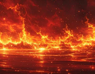 Handdoek met foto Bordeaux Fiery landscape of orange and red flames  © Kulit