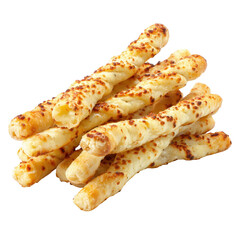 stack of cheese sticks arranged neatly on top of each other, isolated on transparent background