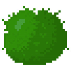Pixel art green summer bush isolated on white background as design element.