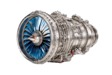 Jet Engine Isolated on Transparent Background, Industrial Render