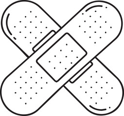 Bandage Thin Line Vector Icon – Minimal Black and White Medical Treatment Symbol
