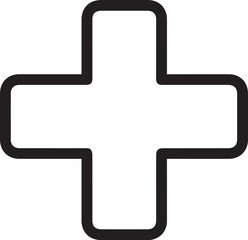 Medical Cross Thin Line Vector Icon – Minimal Black and White Healthcare Symbol
