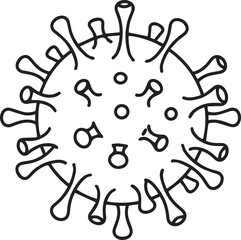 Virus Thin Line Vector Icon – Minimal Black and White Medical Microbiology Symbol
