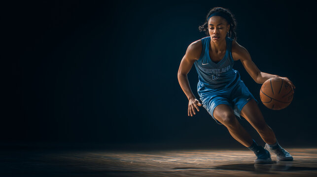 Basketball player showcasing skills and confidence on the court - Powered by Adobe