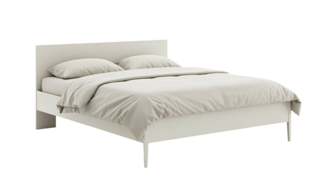 Contemporary bed with duvet and pillows for restful nights sleep