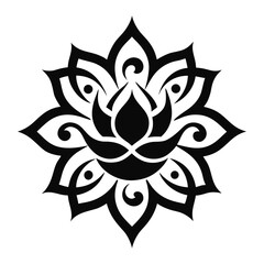 Mandala Lotus Flower with Ornamental Tribal Vector Design