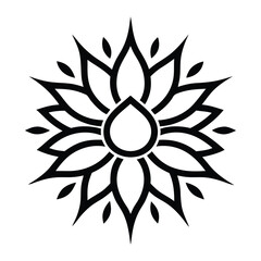 Lotus Flower with Tribal Sun Rays Circular Vector Design