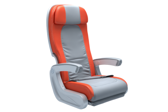 Modern Aircraft Seat on Transparent Background