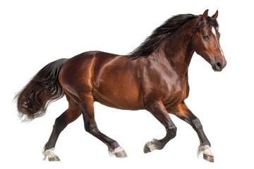 Obraz premium Baroque Brown Horse Galloping on Transparent Background