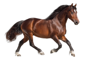 Baroque Brown Horse Galloping on Transparent Background