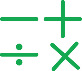 Obraz premium Green Mathematical Symbols on White Background Depicting Arithmetic Operations and Calculations