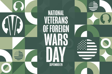 National Veterans Of Foreign Wars Day. VFW. September 29. Holiday concept. Template for background, banner, card, poster with text. Vector EPS10 illustration.