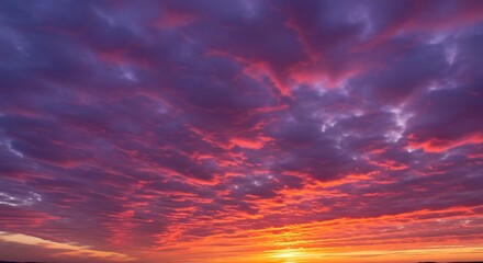 Vibrant Sunset Sky with Fiery Red and Purple Clouds