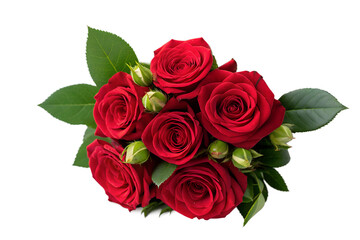 Red roses bouquet isolated on white background
