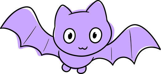 Cute Purple Bat Cartoon Illustration