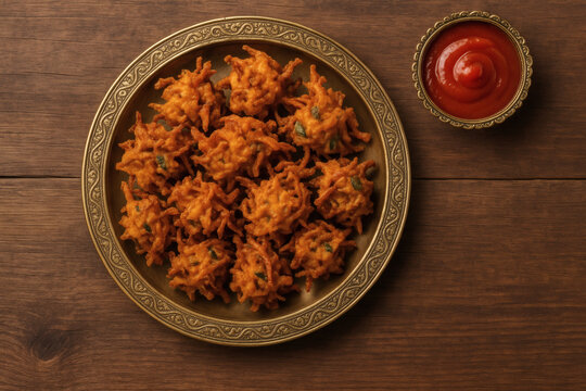 Onion Bonda | South Indian Snacks with tomato ketchup