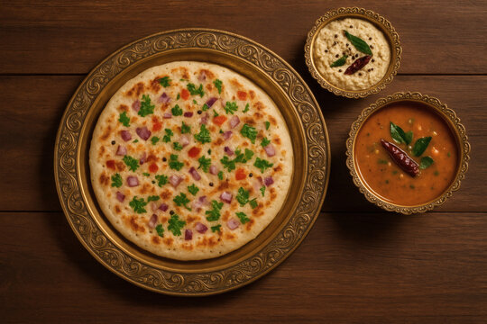 Onion uthappam with chutney and sambar | South Indian Breakfast 