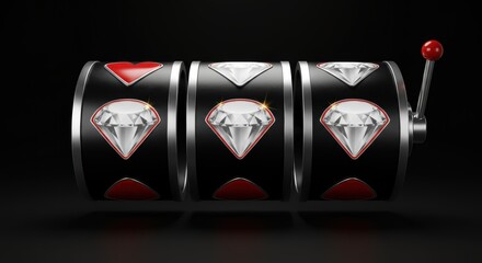 Slot machine displaying winning diamond icons for casino style game and gambling industry